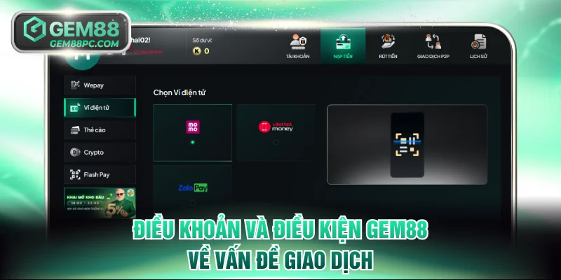 Điều khoản và điều kiện GEM88 về vấn đề giao dịch