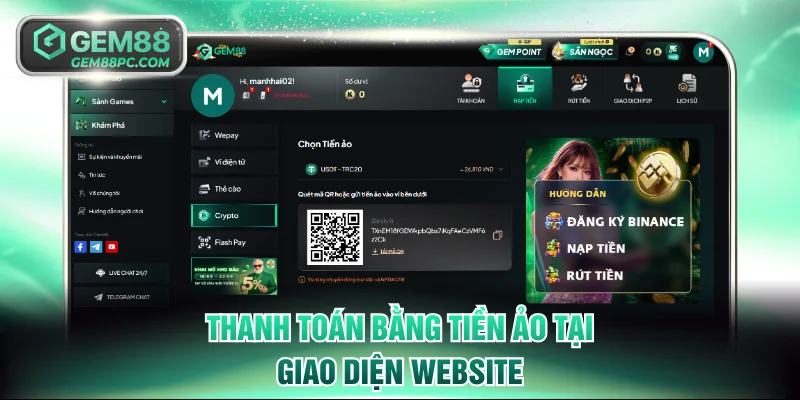 Thanh toán bằng tiền ảo tại giao diện website